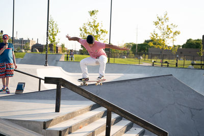 Full length of man skateboarding on skateboard