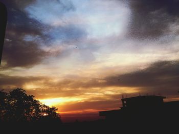 Silhouette of tree against dramatic sky