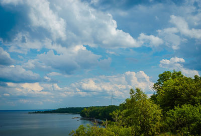 Scenic view of sea against cloudy sky