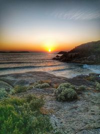 Scenic view of sea at sunset