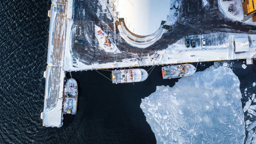 High angle view of boats