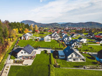 High angle view of townscape against sky