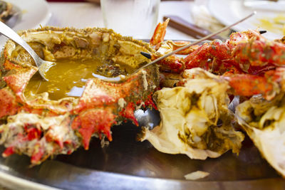 Close-up of meal served in plate