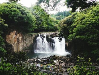 Scenic view of waterfall