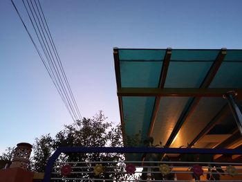 Low angle view of cables against clear sky