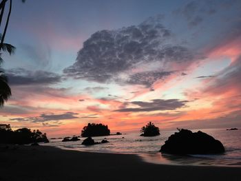 Scenic view of sea at sunset