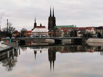 Reflection of buildings in water