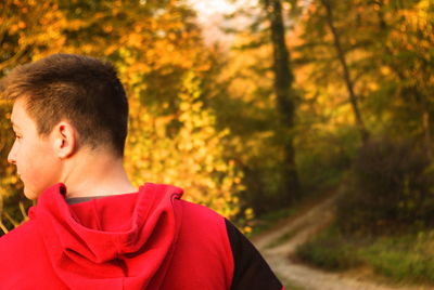 Portrait of man in forest