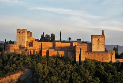 Fortress in the castle of the alhambra in the spanish city of granada