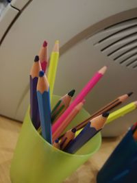 Close-up of multi colored pencils