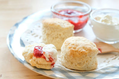 Close-up of dessert in plate on table