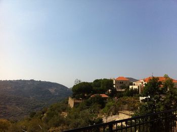 Scenic view of mountains against clear sky