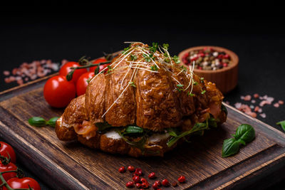 Close-up of food on cutting board