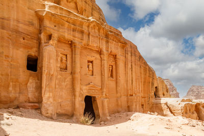 Low angle view of rock formations