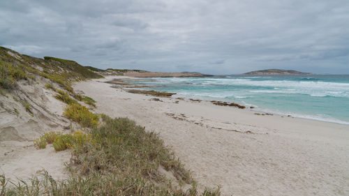 Scenic view of beach against sky