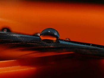 Close-up of orange light on metal