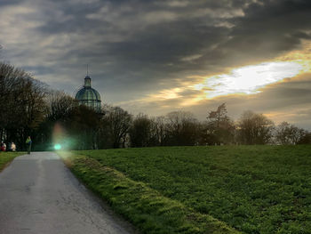 View of trees against sky during sunset