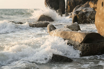 Water splashing on rocks