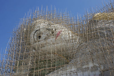 Low angle view of temple against clear sky