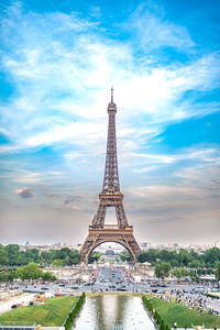 Low angle view of eiffel tower against sky