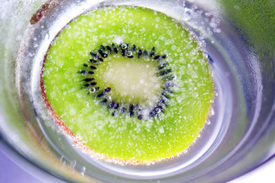 Close-up of kiwi in glass