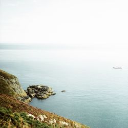 High angle view of sea against clear sky