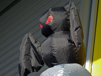 Rear view of person with umbrella