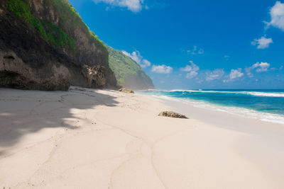 Scenic view of beach against sky