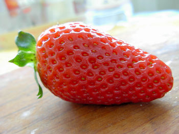 Close-up of strawberries on table