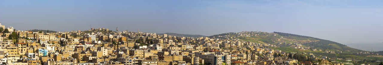 Jerash, jordan, panoramic cityscape of the skyline of the jordanian city of jerash