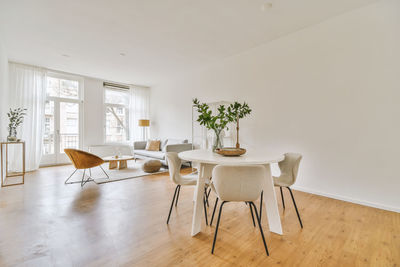 Empty chairs and table at home