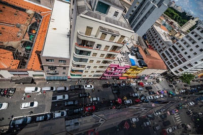 High angle view of city street