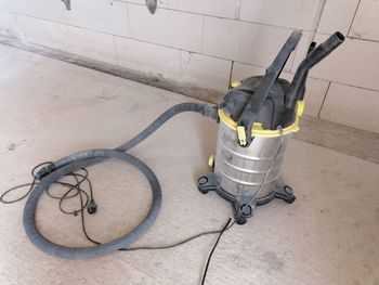 High angle view of pipes on floor