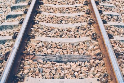 High angle view of railroad tracks