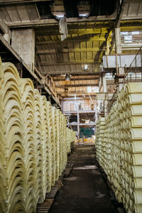 Interior of illuminated factory