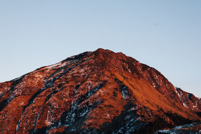 Low angle view of mountain against clear sky