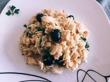 High angle view of breakfast served in bowl