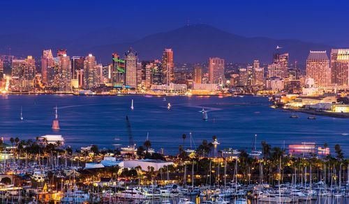 Illuminated san diego cityscape