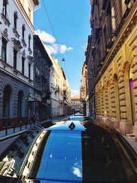Cars on street amidst buildings in city