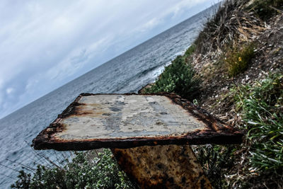 Close-up of sea against sky
