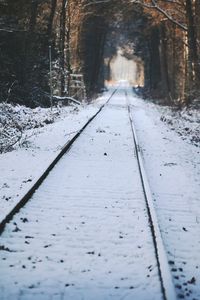 Surface level of railroad tracks during winter