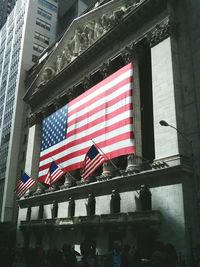 Low angle view of american flag