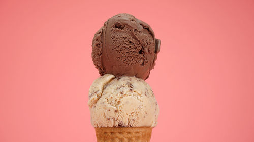 Close-up of ice cream against gray background