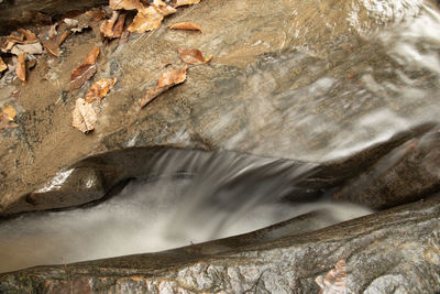 Low angle view of waterfall