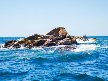 Scenic view of sea against clear sky