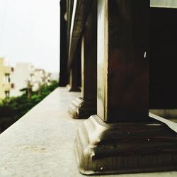 Close-up of metal structure against sky