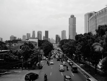 High angle view of city street