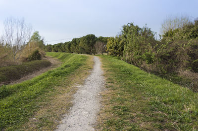 Road amidst green landscape against sky