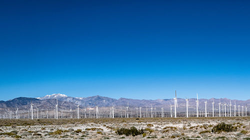 Wind turbines with mountain view