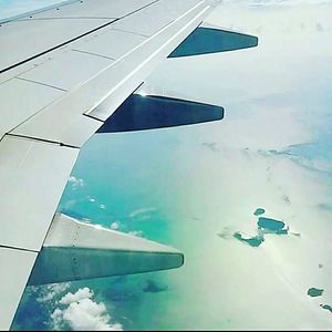 Cropped image of airplane flying over clouds